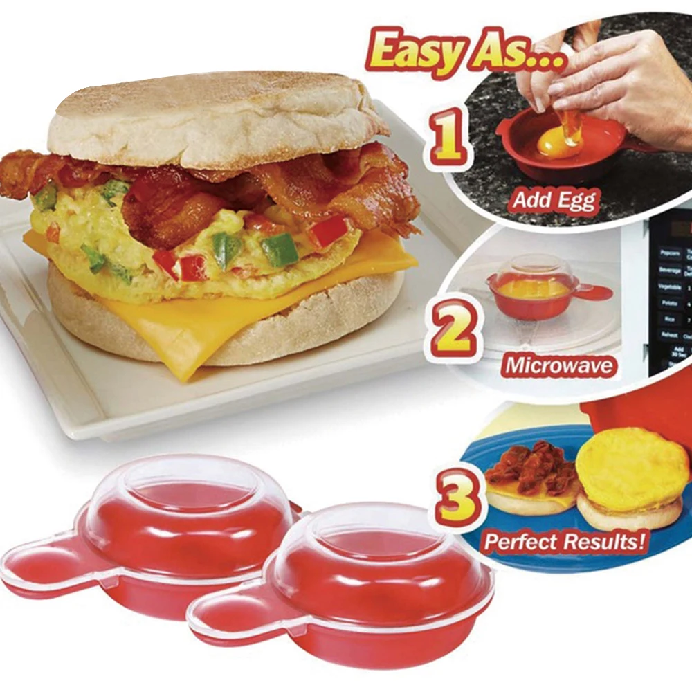 2Pcs/set Easy Eggwich Cooking Tool Microwave Cheese Egg Cooker 1 Minute Fast Hamburg Omelet Maker Kitchen | Дом и сад