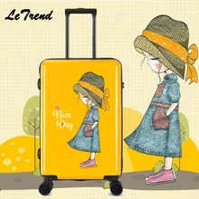 Модный чехол на колесиках 20/24 дюйма для девочек, цветной водонепроницаемый чехол для путешествий, чехол на колесиках