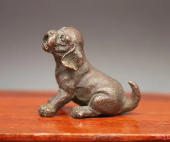 

5 CM Chinese Pure red Copper Family Animal pup Pet Dog whippet terrier sculpture