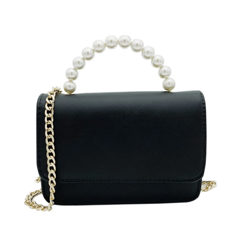 

KYYSLO Chain pearl small square bag female foreign gas Korean version of the wild girl net red women shoulder Messenger bag