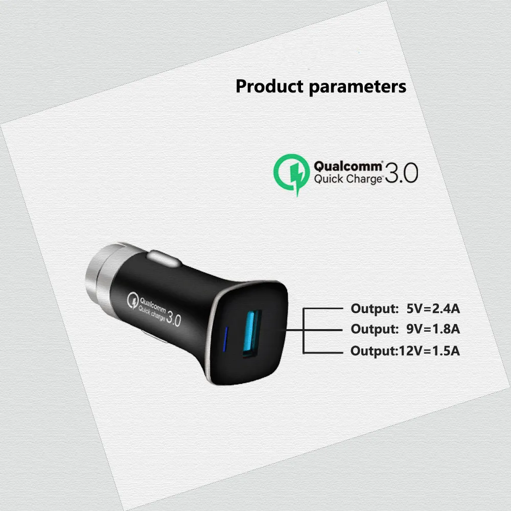 Новое универсальное 1 USB порт автомобильное зарядное устройство Быстрая зарядка 3,0 Быстрая зарядка для Xiaomi iPhone дропшиппинг