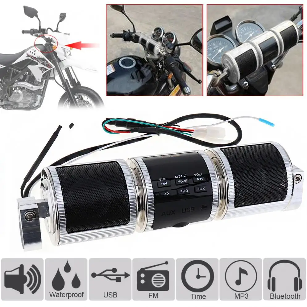 Bluetooth Motorcycle Stereo Speaker Motorbike MP3 Music Player FM Radio
