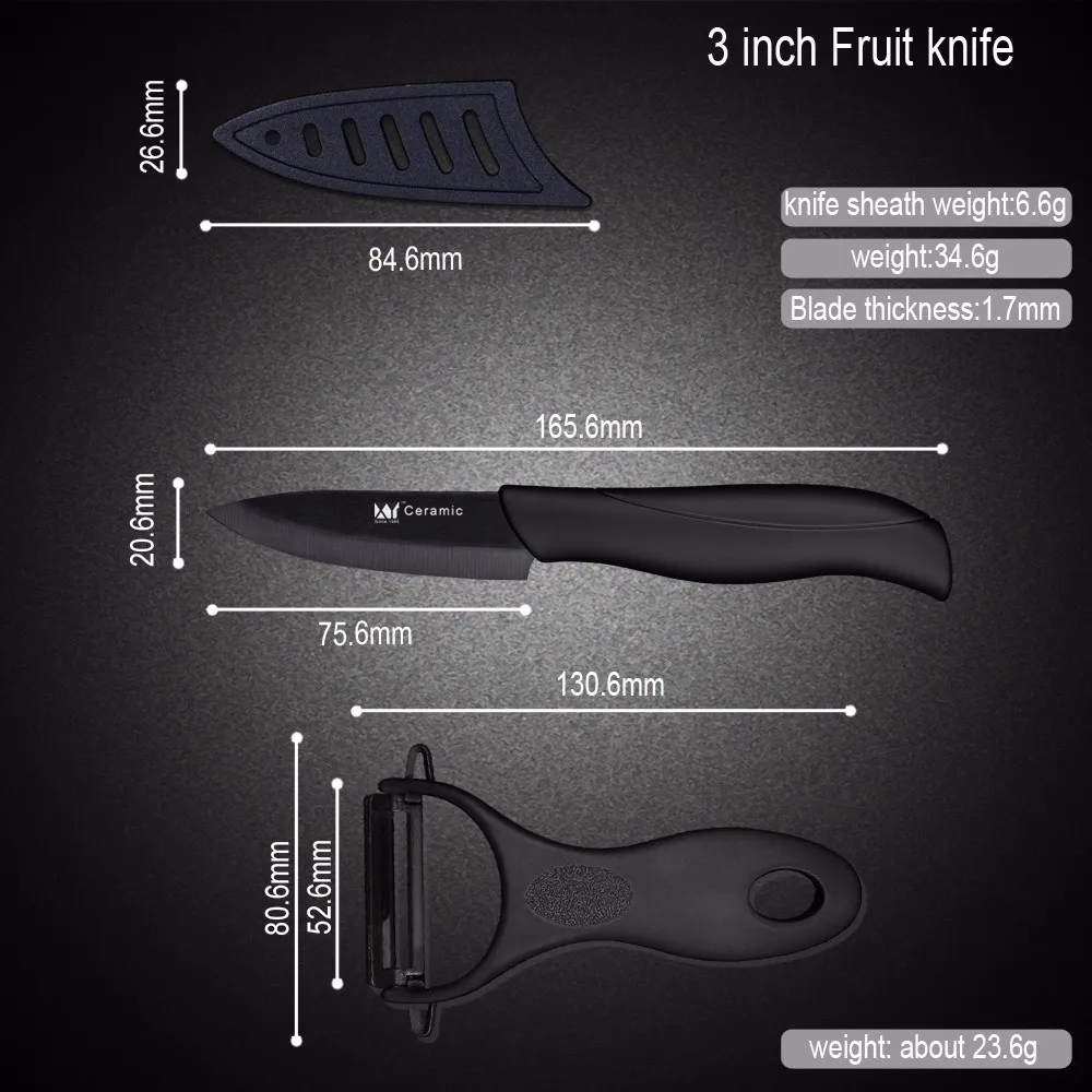 Кухонный нож " 4" " 6" дюймовый набор керамических ножей циркония один черный Овощечистка+ акриловый держатель для ножей высокого качества кухонные инструменты
