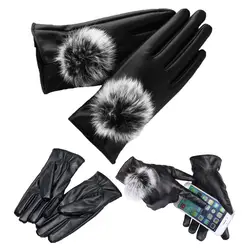 Женские кожаные перчатки осень зима лук теплые вождения плюс бархатные перчатки, зимние перчатки handschoenen зима