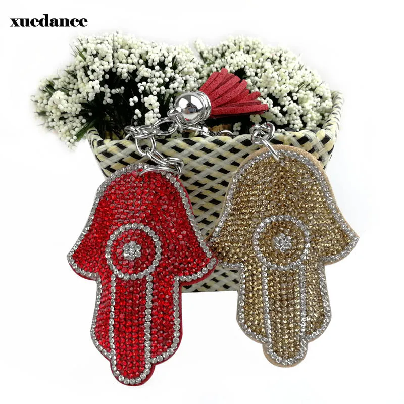 

New Fatima key ringhand palm car pendant Key chains drill tassel gift creative personality women keychain fashion keyring