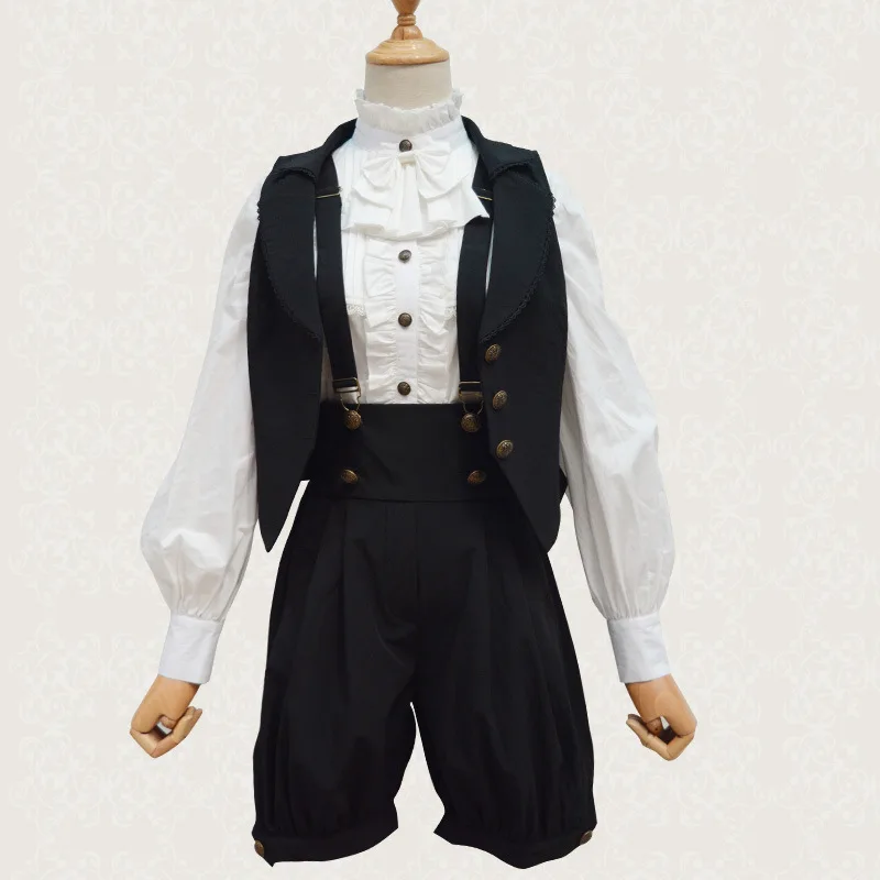 Винтажный женский черный костюм комплект из двух предметов крутой однобортный жилет и шорты