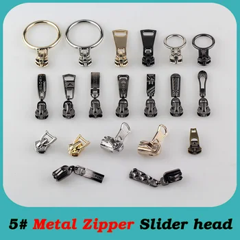 

6pcs 5# for metal instant zipper pulls head cord replacement slider accessories