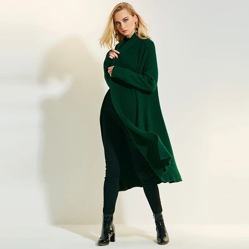 Causal knitting long knitted sweater cardigan woman 2018 autumn slim red knitting long sleeve cashmere green lapel open stitch Sweaters