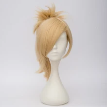 1" короткие волнистые блонд аниме вечерние косплей синтетический парик термостойкий+ 45 см длинный конский хвост