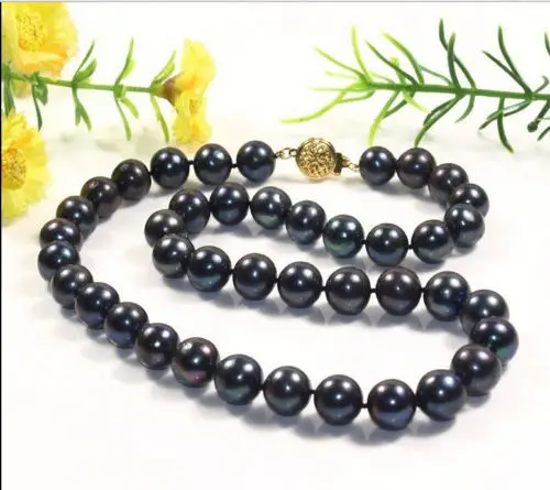

GORGEOUS 18"10-11MM AAA+TAHITIAN NATURAL BLACK PEARL NECKLACE