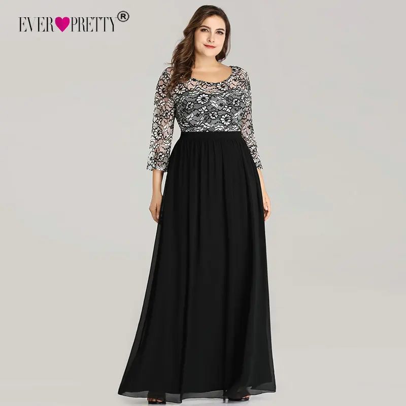 Ever Pretty Plus Size Evening Dresses Long 2019 Lace Long Sleeve Chiffon Mother of the Bride Dress Winter Autumn Evening Gowns Ever Pretty Plus Size Evening Dresses Long 2019 Lace Long Sleeve Chiffon Mother of the Bride Dress Winter Autumn Evening Gowns
