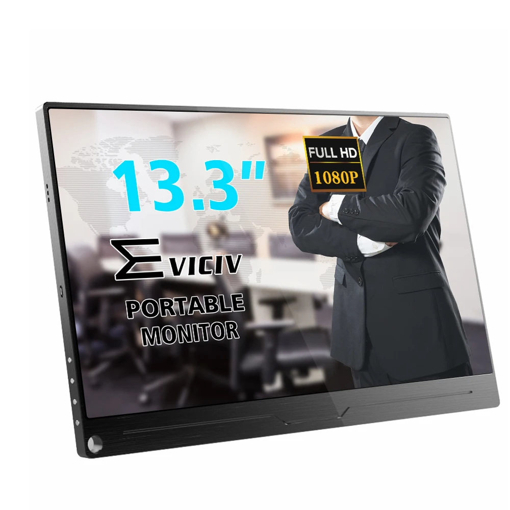 

Portable Monitor 13.3 Inch Computer Display 1920×1080 IPS Screen Fit with HDMI Type-C Mini DP Built-in Speaker Gaming Monitor