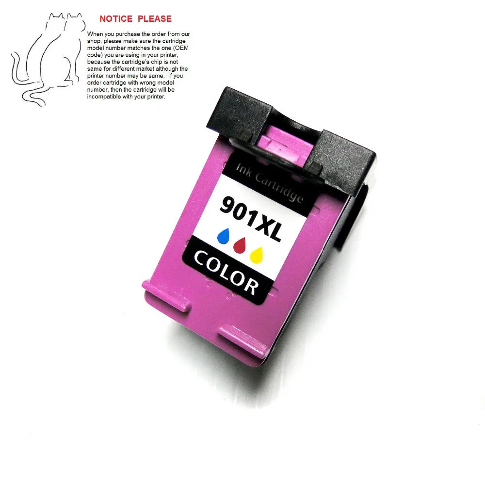 YOTAT 1pcs remanufactured ink cartridge for HP901 HP901XL for HP Officejet J4500 J4525 J4540