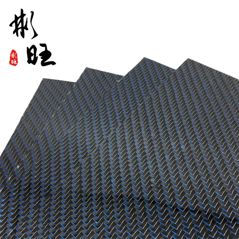 3k twill углеродное волокно пластина высокой твердости композитный материал синий провод, 3k черное углеродное волокно+ синий кевлар, саржа