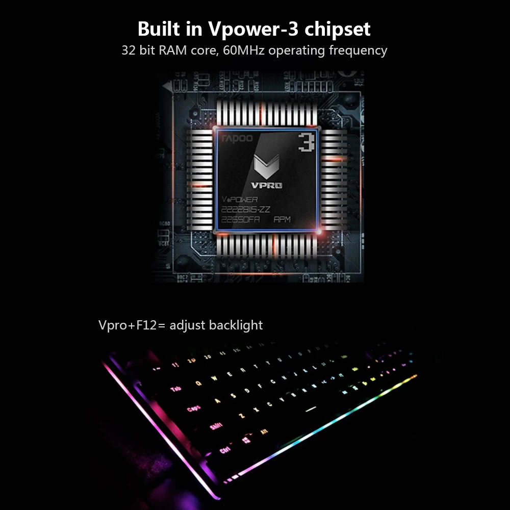 Механическая игровая клавиатура Rapoo V720S черные переключатели USB Проводная RGB