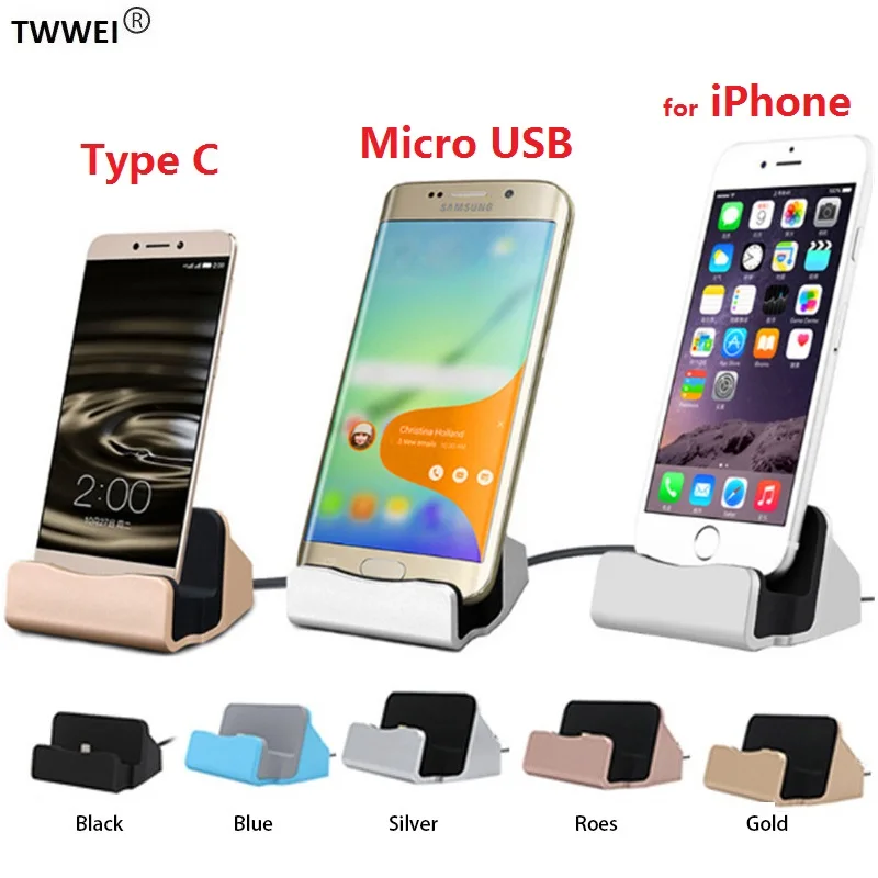 

USB Data Sync Charger Dock Cradle Base Charging for Xiaomi Huawei Samsung Android Type C Charger for iPhone 8 7 6 X XR 5 SE IOS