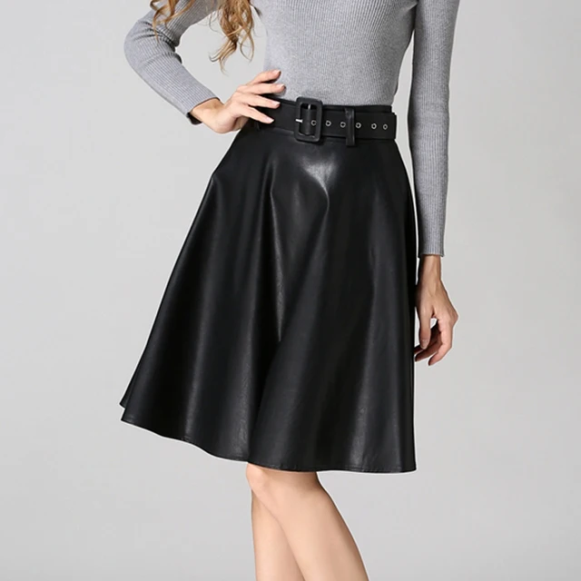 midi rok leer midi rok leer