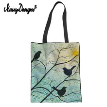 NoisyDesigns Для женщин многоразовая сумка для покупок на холсте, 3D с птичьим принтом супермаркет Повседневное Сумка-тоут для девочек-подростков; хозяйственная сумка Bolsa Mujer