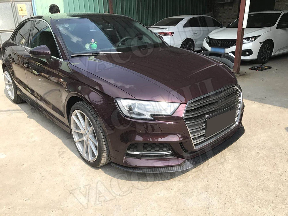 Передний бампер из углеродного волокна, спойлер для Audi A3 Sline S3 Sedan, 4 двери, не A3, стандарт, Стайлинг автомобиля