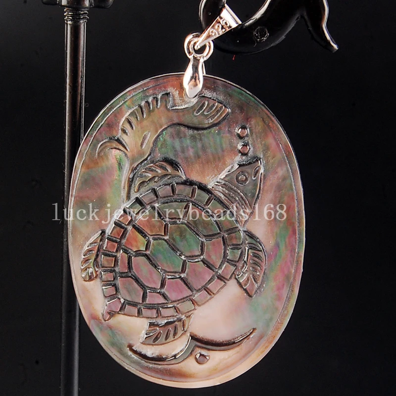 

Free Shipping Fashion Jewelry 30x40mm Beautiful Mother of pearl Shell Oval Turtle Pendant Bead C4280