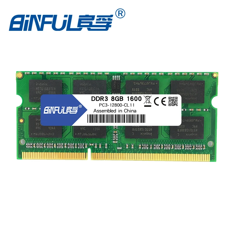 Binful DDR3 8GB 1333mhz 1600MHz PC3-12800s 1,5 V Напряжение CL11 SODIMM 204pin оперативная память для ноутбука