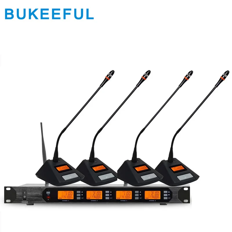

Wireless Conference Microphone System UHF Professional Gooseneck Tabletop Microphones Systems for Meeting Rooms Conferencing