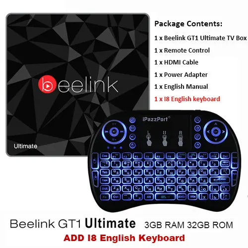 Beelink GT1-A/GT1 Ultimate tv Box 3g 32G Amlogic S912 Восьмиядерный процессор DDR4 2,4G+ 5,8G двойной WiFi Android 7,1 телеприставка медиаплеер - Цвет: 3G32GENL