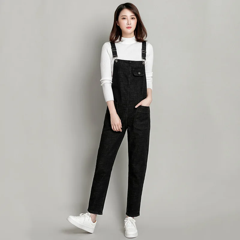 Cowboy Breastplate Women High Waist Jumpsuit Female Loose Jeans Woman Pants Plus Size Salopette Jean Boyfriend Denim Overalls