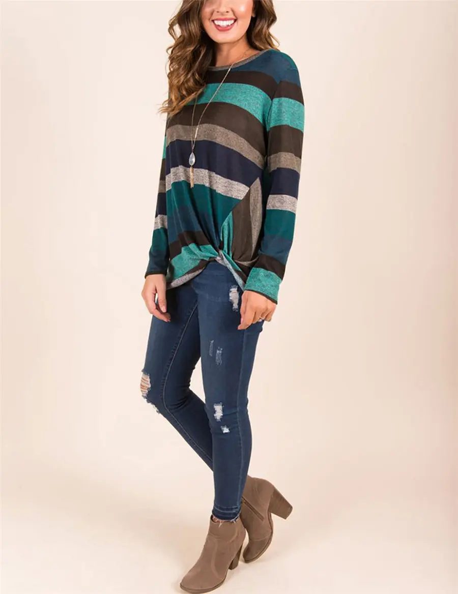 Gladiolus 2018 Casual Autumn Winter Sweater Women Long Sleeve Striped Irregular Knot Knitted Pullover Women Jumper Loose Sweater (16)