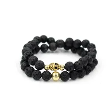 Orna мужской ts натуральная Лава вулкан череп голова Двухрядное браслет Мужчины и женщины браслет