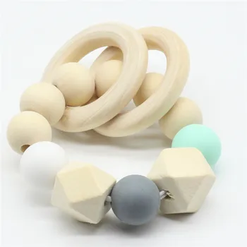 

1pc Silicone Teether Toy Wood Teether Toy CHOOSE color chewing toy Sensory toy Montessori inspired Waldorf Baby shower gift