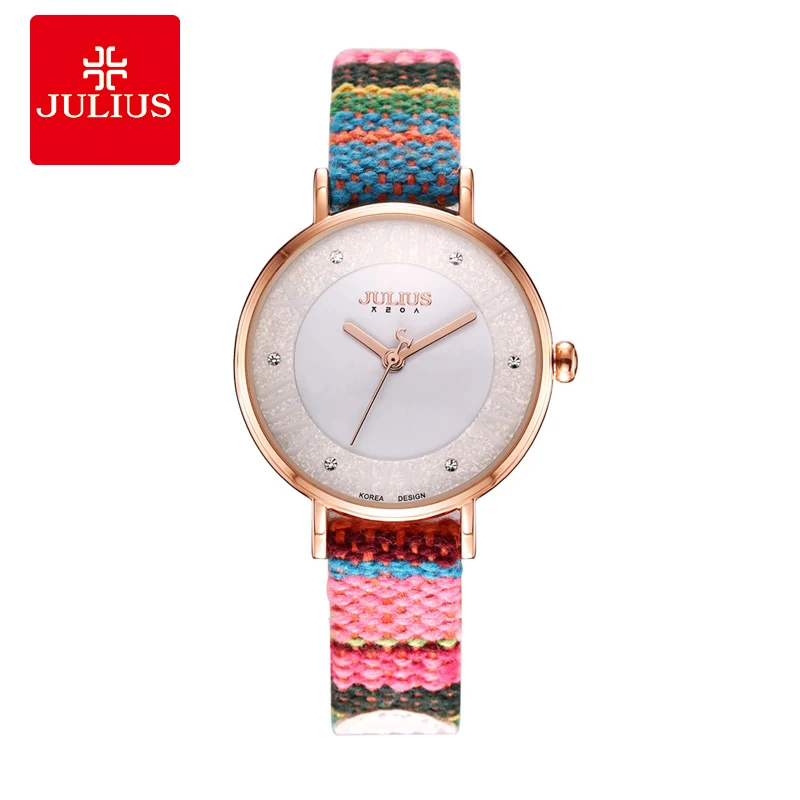 

JULIUS Watches Fabric Colorful Bohemia Tweed Drama Retro Style Wristwatch 2017 New Arrival Montre Femme Dress orologi JA-924