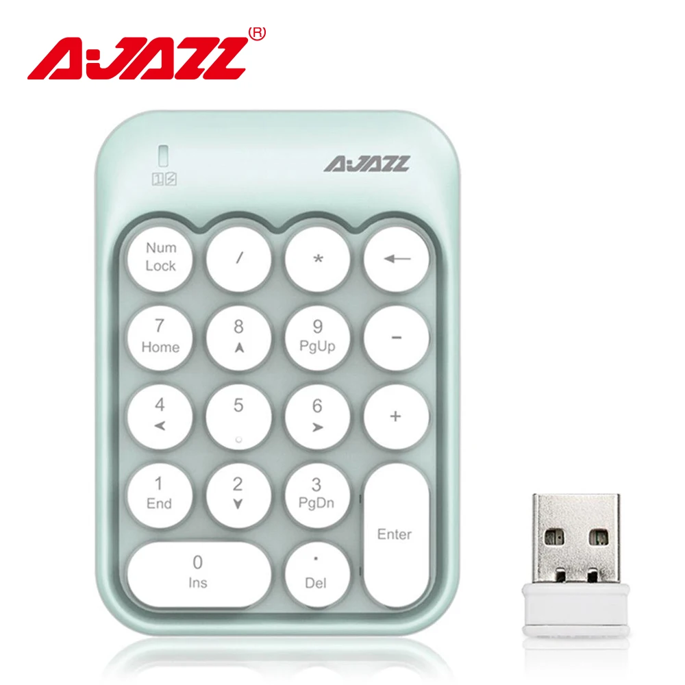 

New Portable Ajazz AK18 2.4G Wireless Digital Keyboard USB Number Pad 18 Keys Mini Numeric Keypad For Laptop PC Notebook Desktop