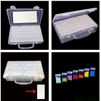 

HOMLIF 64 Slots Adjustable Plastic Storage Box Diamond Painting Tools Bead Container Rhinestone Mosaic Convenience Box Accessory