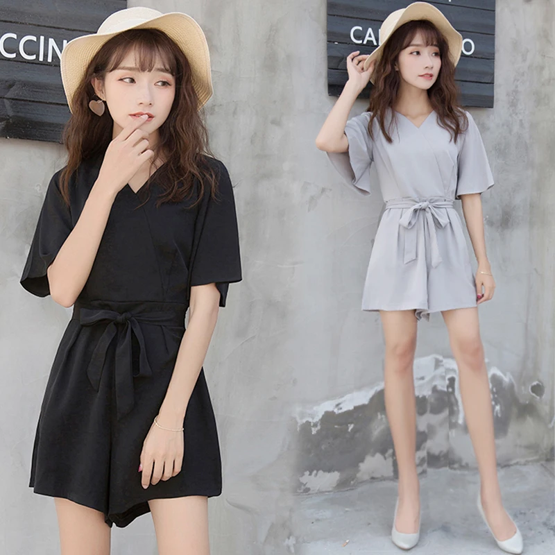 

Summer Jumpsuit Women Rompers Sexy Bodysuit V-neck Playsuit Long Sleeve Catsuit Chiffon Playsuit Ladies Jumpsuit