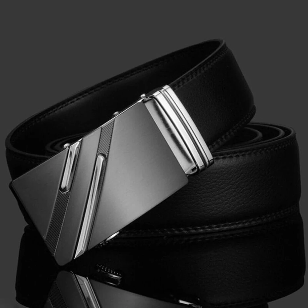 New Fashion Moving Strap Belt Men's Fashion Faux Leather Automatic Buckle Waist Strap Belt Waistband Gift