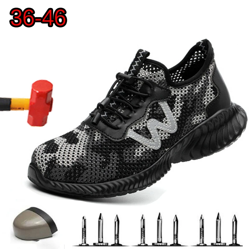 

New Casual Men's Shoes Breathable Hiking Shoes 2019 Anti-puncture Smash-proof Safety Shoes Wear-resistant Non-slipInsulatedBoots