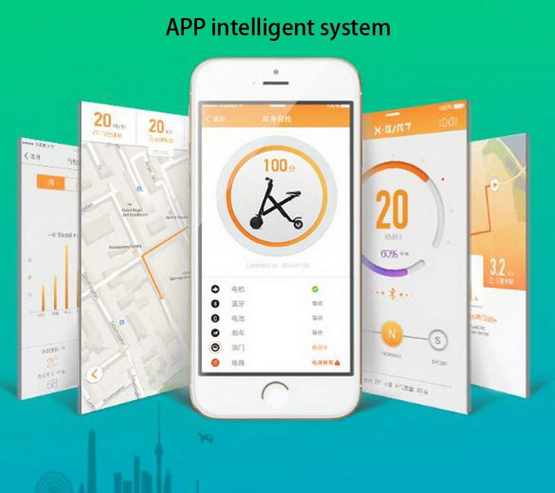 Top 310437/Intelligent folding electric scooter balance car lithium battery APP control/Endurance 20 KM/E-ABS electronic brake 16