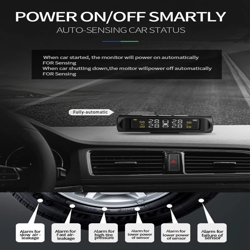 Датчик TPMS Мотоцикл Солнечная Беспроводная система контроля давления в шинах Система безопасности автомобиля давление в шинах guage пластиковый корпус автомобильной сигнализации