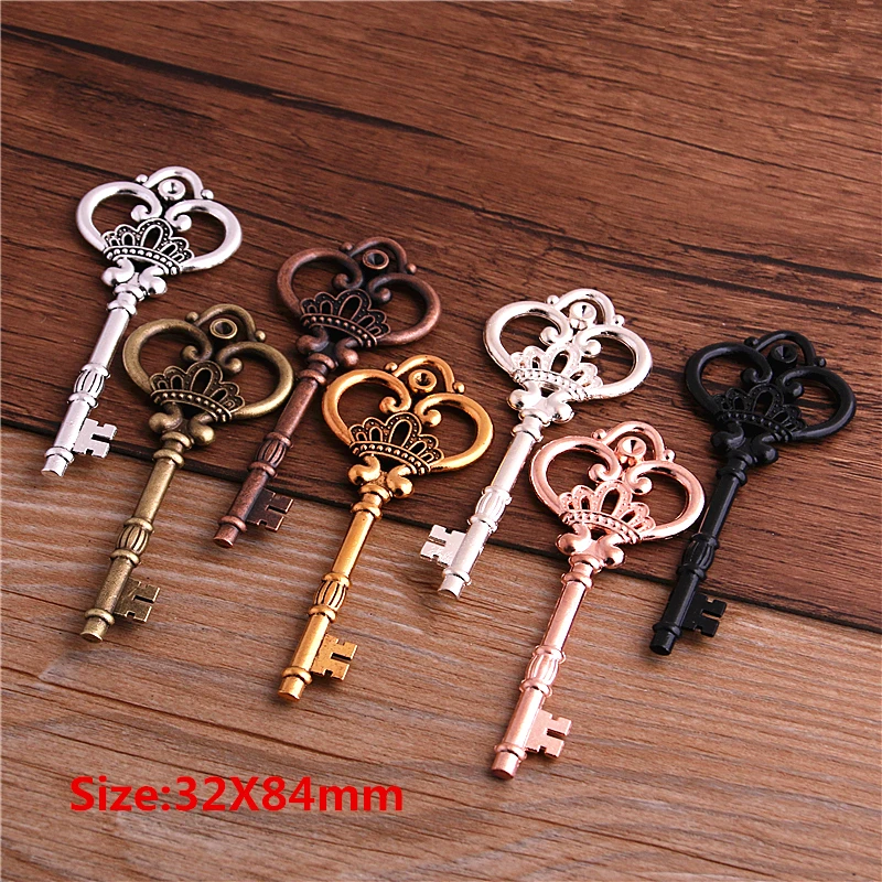 6 Mini Jailor's Key Charms 3 Keys on a Tiny Ring Bronze Tone Old Western  Charm Jewelry Craft Supplies 27mm