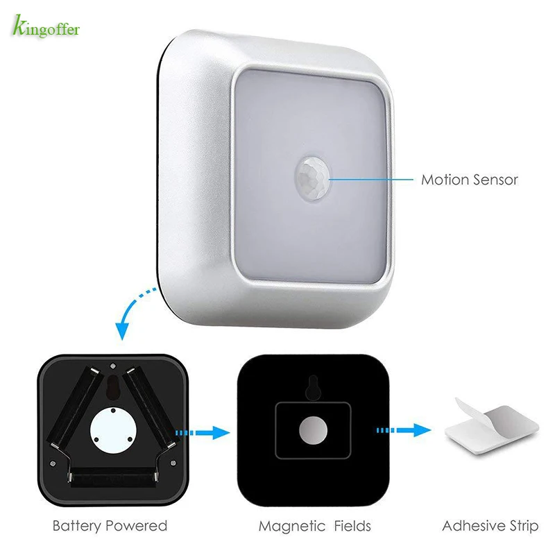 

6LED PIR auto Motion Sensor Light Battery Led Nightlight for Closet Wardrobe Lighting Hallway round/square night lamp for home