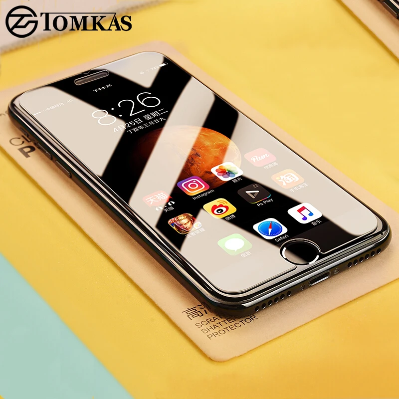 

Tomkas Screen Protectors Glass For iPhone 7 X Glass Tempered Easy To Install Screen Protector For iPhone 6s Glass X 5 6 7 8 Plus