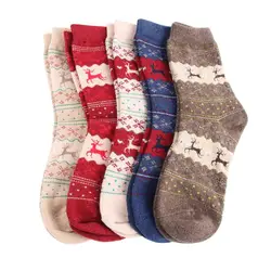 Рождественский олень носки Для женщин Для Мужчин Мультфильм Дизайн Повседневное вязать шерстяные носки Для мужчин зимние теплые шорты