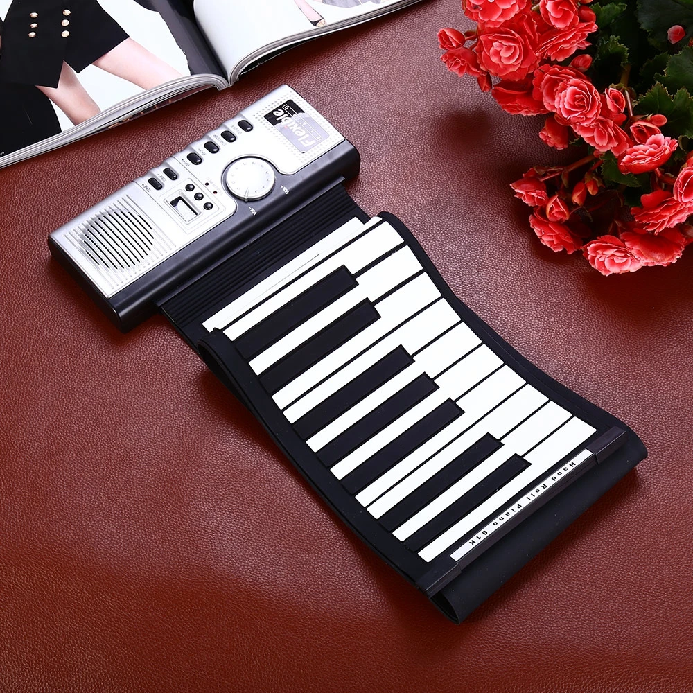 Teclas de Teclado Teclas de Silicone Portátil Rolante Flexível Midi Teclado Digital Macio Piano Eletrônico Rolo Acima 61 3 61 teclas de silicone midi teclado digital