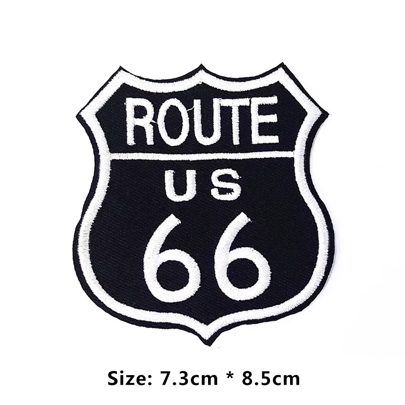 Route 66 вышитые железные патчи для одежды DIY Americana США Одежда патч значки-Наклейки Аппликации для одежды - Цвет: 1