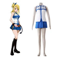 Japanese Anime Fairy Tail Cosplay Lucy Heartphilia Cosplay Traje Sin Mangas de La Falda Trajes De Carnaval para Las Mujeres XS-XXXL