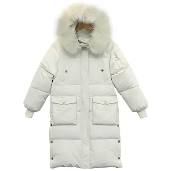 

Women's Winter Coat Long Hooded Padded Cotton coat bf Harajuku Winter Coat Military Wear Warm Bread Service Parker Clothing A271