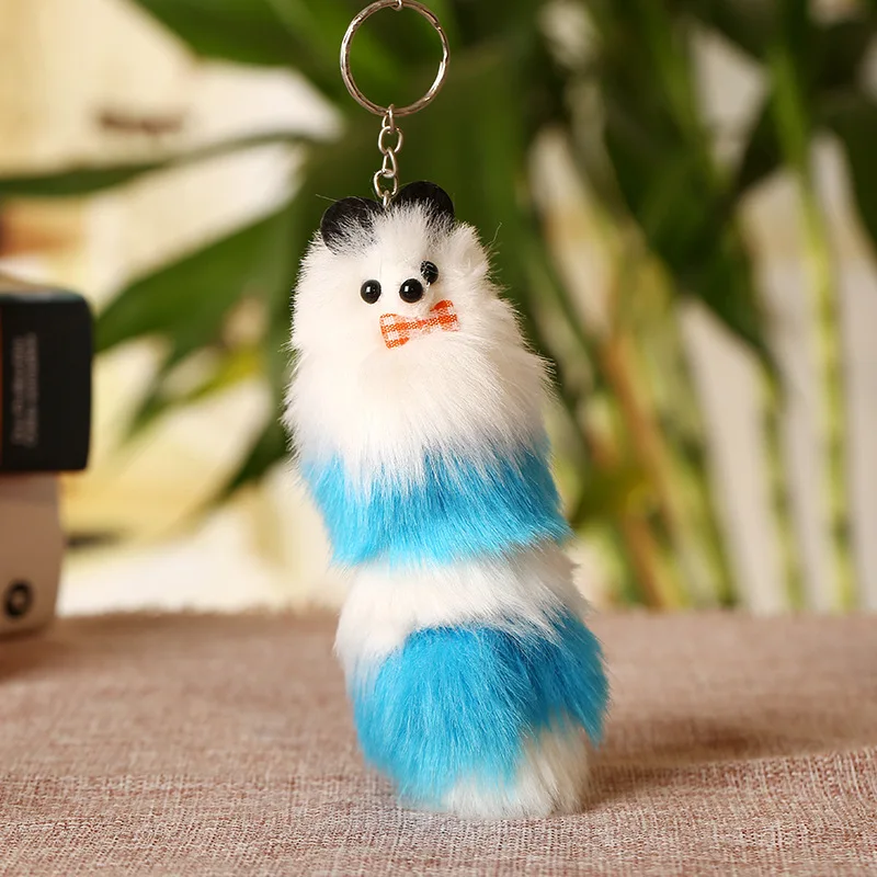 Cute Small Faux Fur Little Fox Plush Toys Animal Key Bag Pendants Dolls Gift 10pcslot 13cm Random Color  (5)
