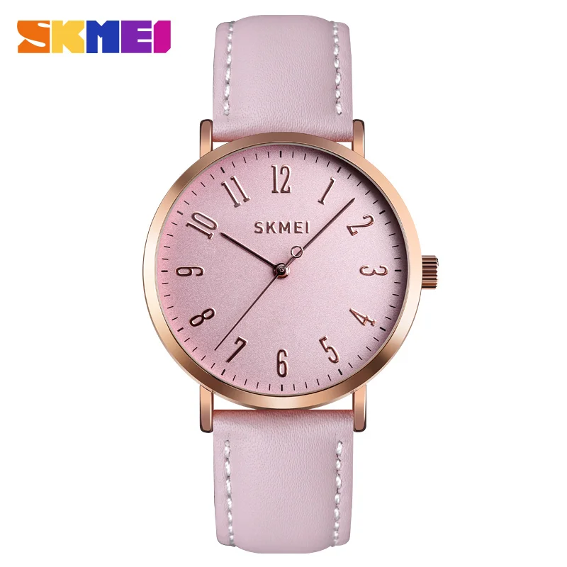 

SKMEI 1463 Fashion Ladies Dress Wristwatches Leather Strap Wristband Female 30M Waterproof Women Quartz Watches Relogio Feminino