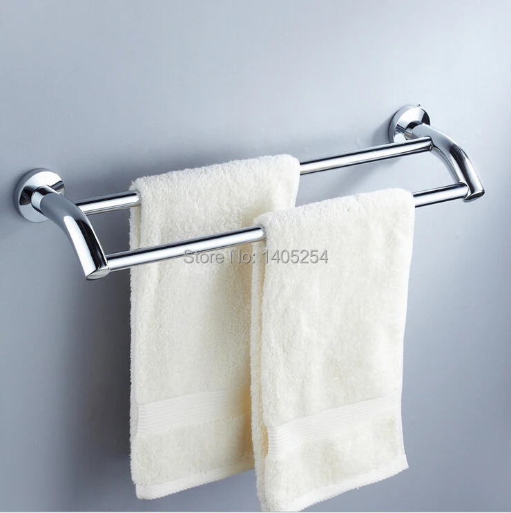 

Bottom price bathroom hardware stainless steel double towel bar towel hanging bathroom accessories